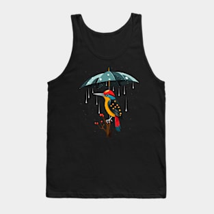 Woodpecker Rainy Day With Umbrella Tank Top